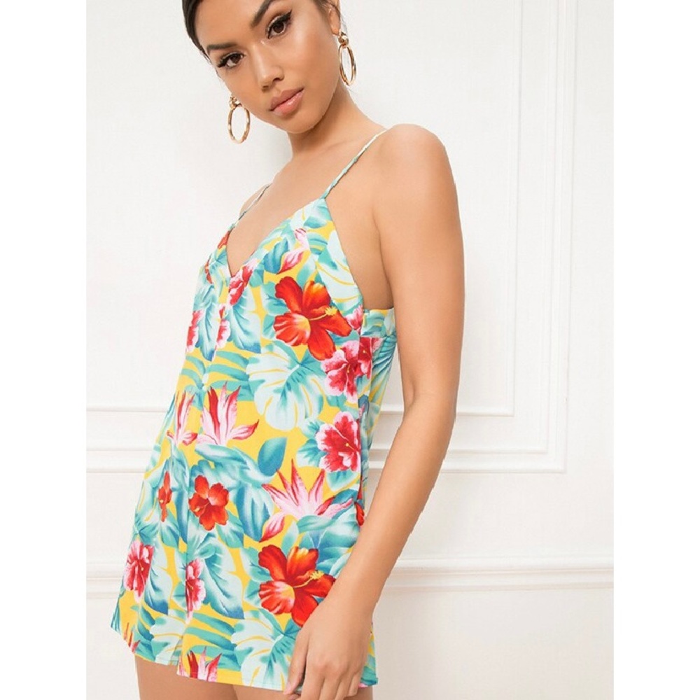 Superdown X Revolve Frankie Tropical Print Silky Romper Onepiece size XS